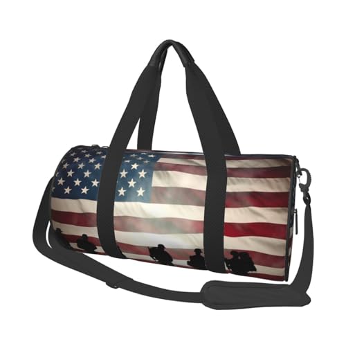 Sporttasche Damen Herren Reisetasche mit amerikanischer Flagge Canvas Reisetasche für Reisen Schwimmen Fitness Training Sport Schwarz One Size Schwarz Größe Schwarz One Size, blacks, One size von KLOPH