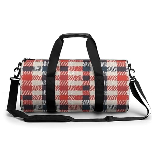 Sporttasche für Damen und Herren, Reisetasche, Reisetasche, rot, kariert, Wochenendtasche, Segeltuch, Handgepäcktasche für Reisen, Schwimmen, Fitness, Workout, Sport, Dufflebag, Farbe: 5, 45 cm/22,9 von KLOPH
