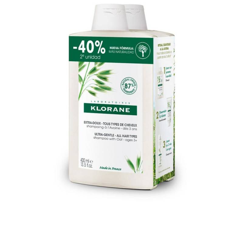 KLORANE Haarshampoo A LA LECHE DE AVENA champú extrasuave duo 2 x 400 ml von KLORANE