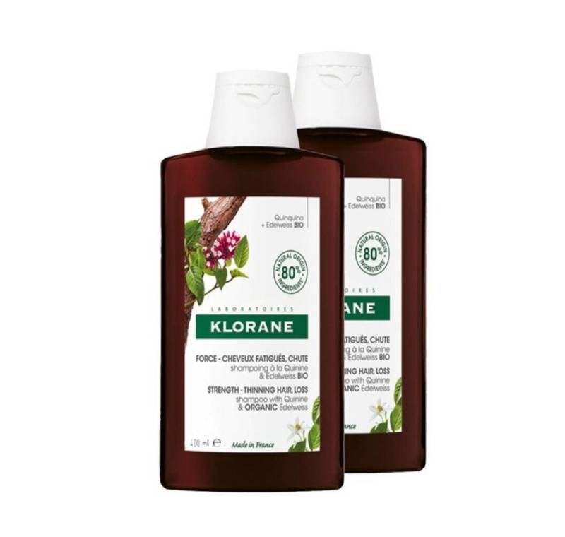 KLORANE Haarshampoo Shampoo mit Chinin und Edelveiss Bio 2x400ml von KLORANE