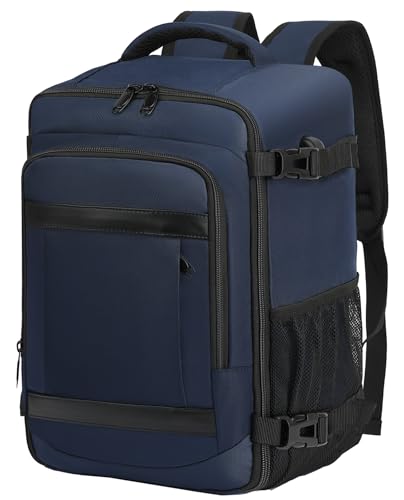 KLOSTAIN Handgepäck Rucksack 40x20x25 für Ryanair und Eurowings - Klein Reiserucksack Tasche für Flugzeug - Schulrucksack für Damen, Herren, Teenager, Tiefblau von KLOSTAIN