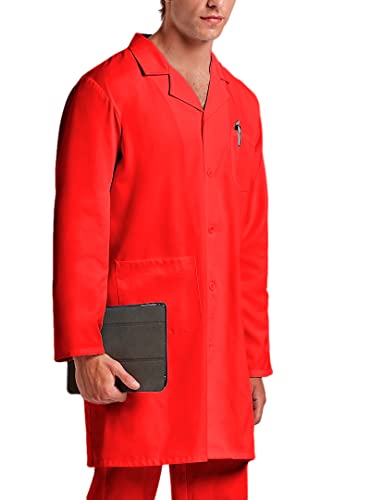 KLOTTZ -K9094-Arbeitsmantel für Herren mit Taschen. Unisex-Kleid für medizinische Arbeit, Dienstleistungen, Universität und Zahnarzt. Waschbarer Stoff., rot, Large von KLOTTZ