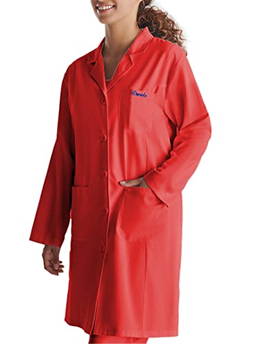 KLOTTZ -PB-K9093-Arbeitsmantel mit personalisierbarer Stickerei für Damen mit Taschen für medizinische Arbeit, Dienstleistungen, Universität und Zahnarzt., rot, Medium von KLOTTZ
