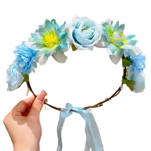 Elegantes Blumenkranz Stirnband Verstellbares Blumen Haarband Haardekorationen Girlanden Stirnband Für Braut Strand Hochzeit Blumen Hairhoop Für Party von KLOVA