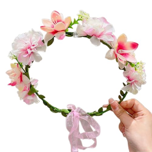 Elegantes Blumenkranz Stirnband Verstellbares Blumen Haarband Haardekorationen Girlanden Stirnband Für Braut Strand Hochzeit Blumen Hairhoop Für Party von KLOVA