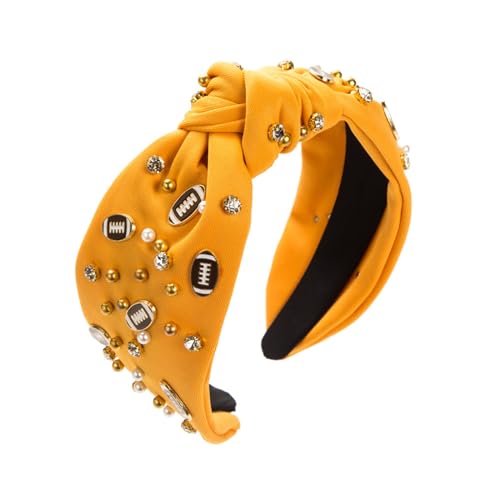 Fußball Stirnband Perlen Strasssteine Juwelenbesatz Geknotetes Stirnband Breites Haarband Spieltag Sport Haarschmuck Geschenk Fußball Stirnband von KLOVA