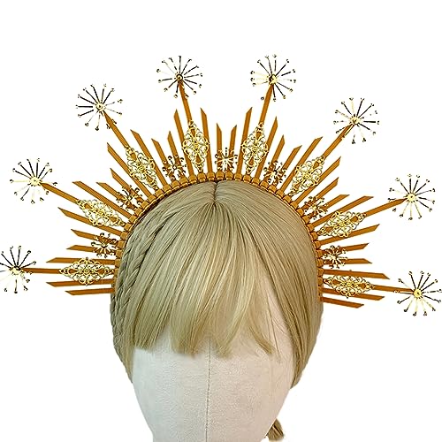 KLOVA Gothic Stirnband Prinzessin Kopfschmuck Festzug Abschlussball Party Requisiten Vintage Tiaras Stern Haarreif für göttliche Frauen von KLOVA