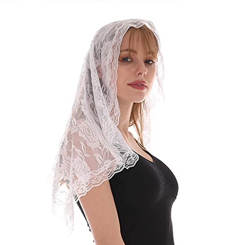 KLOVA Spitze Schal Mantilla Schleier Leichte Quaste Schal Fashion Floral Schals und Wraps für Frauen Latin Mass Schleier für Braut for von KLOVA