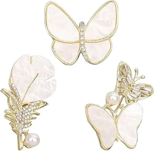 3PCS Schmetterling Brosche Hof Vintage Brosche Corsage Strass Damen Brosche Mode Hochzeit Schmuck von KLUFO