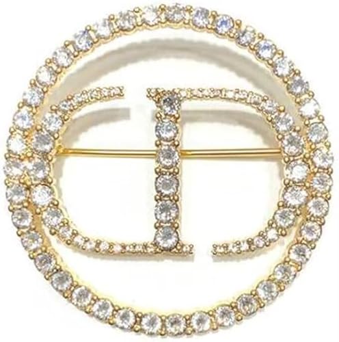 CD Strass Monogramm Brosche Anstecknadel Monogramm Strass Brosche Anstecknadel Damen Kristall Brosche Rund Strass Brosche Anstecknadel Luxus Schmuck Geschenk von KLUFO