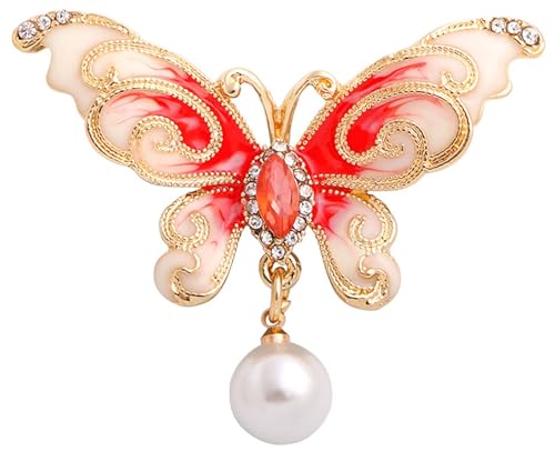 Gorgeous Pearl Butterfly Brosche Frauen Mantel Jacke Kleid Hut Schal Schal Brosche Pins Abzeichen Zubehör Schmuck Geschenke von KLUFO