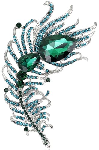 Gorgeous Rhinestone Peacock Feather Brooch Women's Jacket Jacke Kleid Hut Schal Brosche Pin Badge Accessories Jewellery Gifts von KLUFO