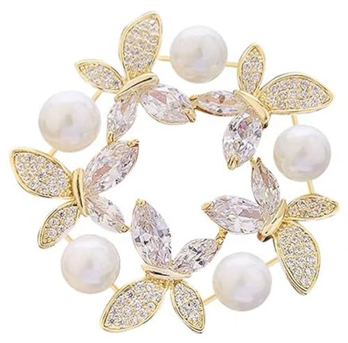 Kristall Perle Blume Brosche Mode Perle Strass Braut Brosche,Prom,Brautkranz Brosche Schal Spange Pin Leere Sitz Zubehör Hochzeit Corsage Schmuck Geschenke von KLUFO