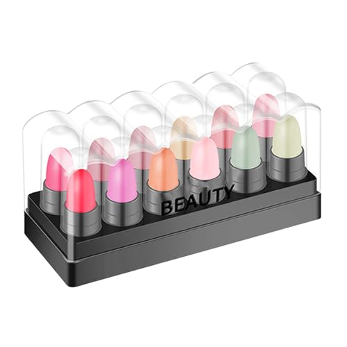 Mattes Lippenstift-Set - Matte Temperaturänderung, nicht klebend, Volumen-Plumping-Essenz-Feuchtigkeitscreme,12 Stück pflegender Lippenverstärker, Lippenpflege-Make-up-Geschenk für Mädchen, von KLUFO