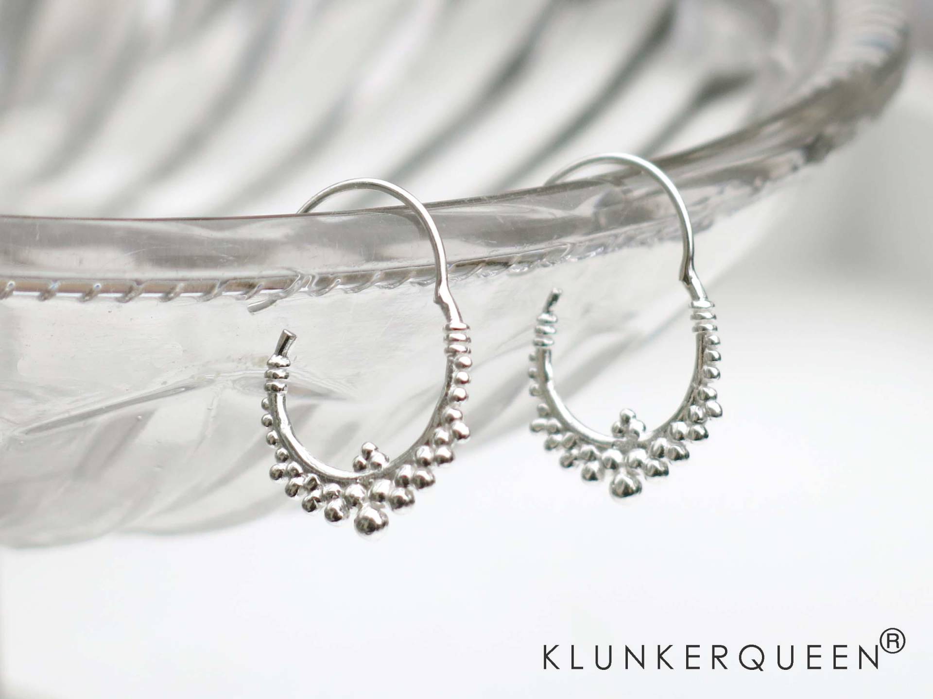 Creolen Offen in 925Er Silber, Orientaliscche Verzierungen, Silberschmuck von KLUNKERQUEEN