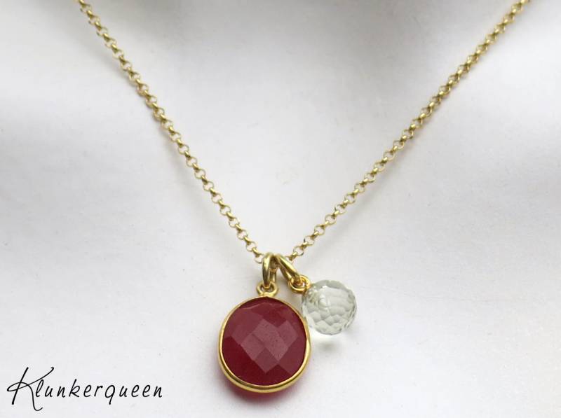 Kette, Gold Mit Rubin Und Prasiolith von KLUNKERQUEEN