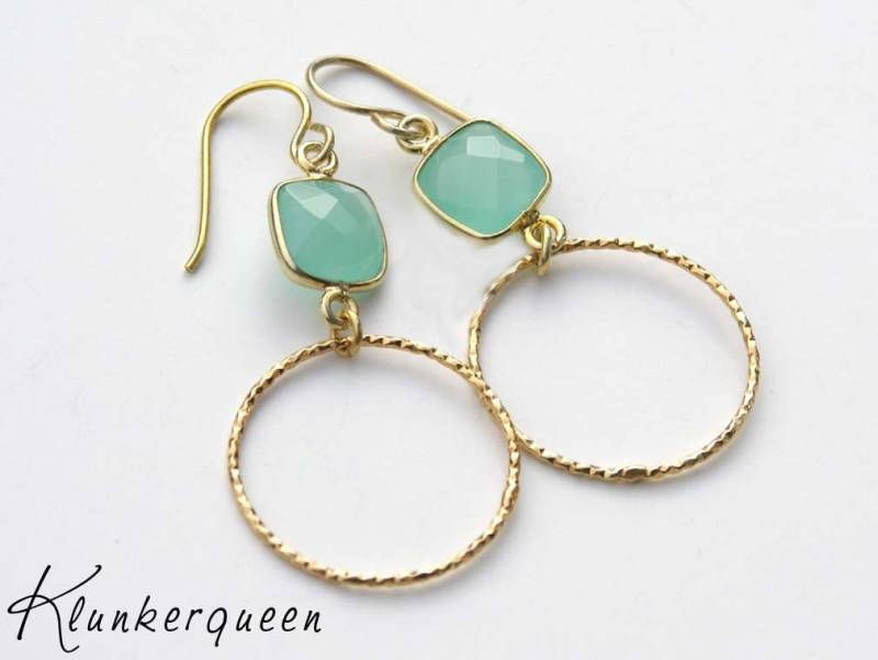 Ohrringe, Chalcedon Trifft Gold von KLUNKERQUEEN