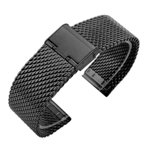 KLVN 18mm 20mm 22mm 24mm Universal Milanese Ersatz Handgelenk Gürtel Armband Edelstahl Mesh Uhrenarmband Uhrenarmbänder(BLACK,20mm) von KLVN