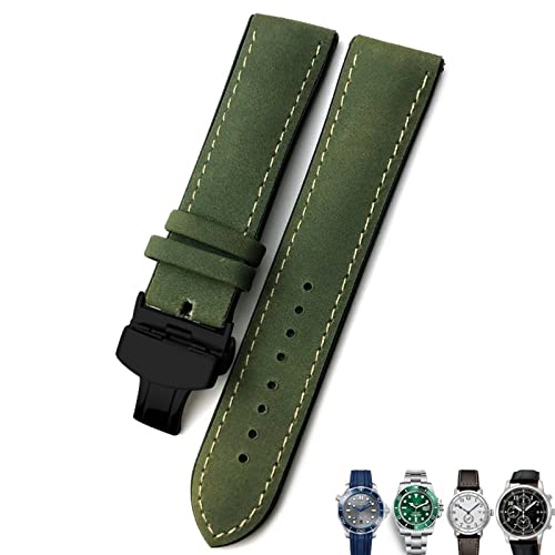 KLVN 20/21/22mm Leder Uhrenarmband Schwarz Braun Uhrenarmbänder für Rolex für Omega Seamaster 300 für Hamilton für Seiko für IWC für Tissot Armband(Green black,20mm) von KLVN