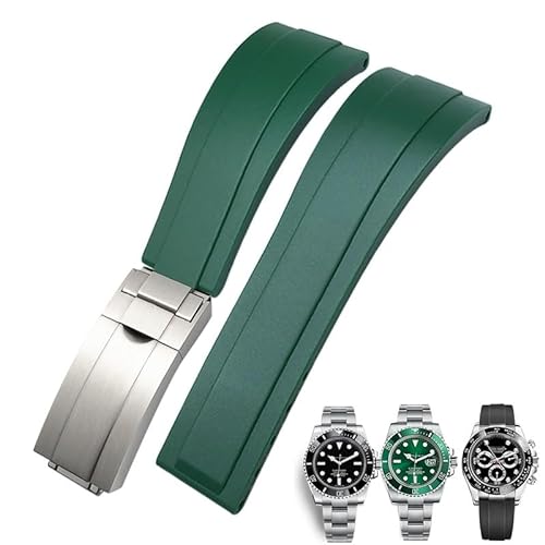 KLVN 20 mm Gummi-Uhrenarmband für Rolex Daytona Submariner GMT Yacht-Master Oysterflex Silikonband Faltschließe, 20mm SilverGold buck, Achat von KLVN