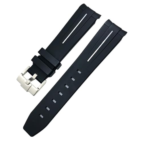 KLVN 20 mm Silikonkautschuk-Uhrenarmband für Omega Rolex Submariner GMT Seamaster Speedmaster Moon Watch Buntes wasserdichtes Armband (Farbe: Schwarz-Weiß, Größe: 20 mm) von KLVN