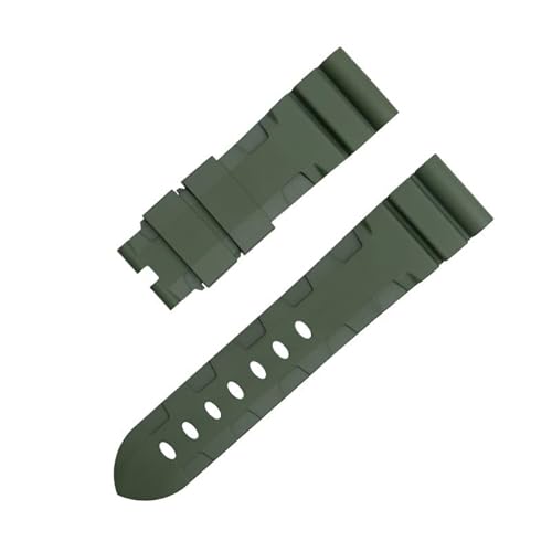 KLVN 22 mm 24 mm Fluorkautschuk-Uhrenarmband aus weichem FKM-Gummi für Panerai-Armband für PAM1392/0682-Serie Uhrenarmband-Gürtelzubehör, 42/44 mm Zifferblatt (Farbe: Grün, Größe: 22 mm) von KLVN