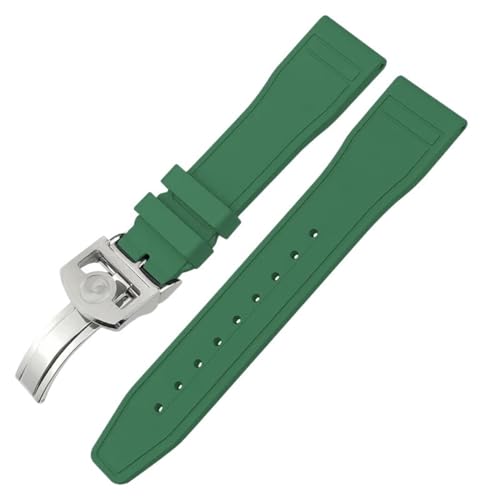 KLVN FKM Armband aus Naturkautschuk, 20 mm, 21 mm, 22 mm, für IWC Big Pilot's Watches IW3881 IW3777, grün-gelb, bunt, weiches Fluorkautschuk-Armband, 22 mm, Achat von KLVN