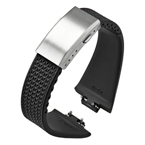 KLVN Fluorkautschukarmband für Tissot PRX Series Super Player 35 mm 40 mm Damen Herren FKM Schnellverschluss-Uhrenarmband mit Faltschließe 11 mm 12 mm(Black,12mm) von KLVN