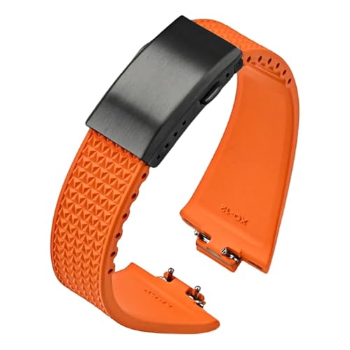 KLVN Fluorkautschukarmband für Tissot PRX Series Super Player 35 mm 40 mm Damen Herren FKM Schnellverschluss-Uhrenarmband mit Faltschließe 11 mm 12 mm(Orange02,11mm) von KLVN