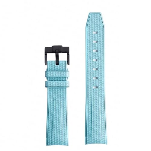 KLVN Für Swatch X Omega Moonswatch Für Seamaster 300 Gebogene Schnittstelle Männer Frauen Qualität Ersetzen Uhr Band 20mm(Baby blue black) von KLVN