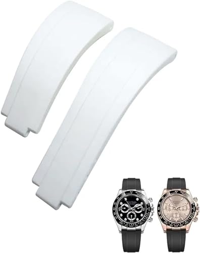 KLVN Gummi-Armband mit kurzer Schnalle, 20 mm, 21 mm, passend für Rolex Daytona Submariner Role Oysterflex Yacht Master, kleines Handgelenk, Silikon, 20 mm, Achat von KLVN