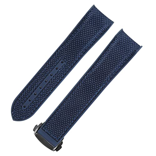 KLVN Gummi-Uhrenarmband für Omega Seamaster, Faltschließe, luxuriöses Nylon-Silikonarmband, Zubehörteile, 22 mm, Achat von KLVN