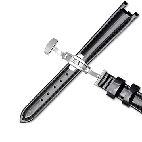 KLVN Kuh -echtes Leder -Uhrband für 1853 T094210 Frauen Watch -Träger Armband 12 mm mit Edelstahl -Stee -Schmetterlingsverschluss(Black B,Rose gold clasp) von KLVN