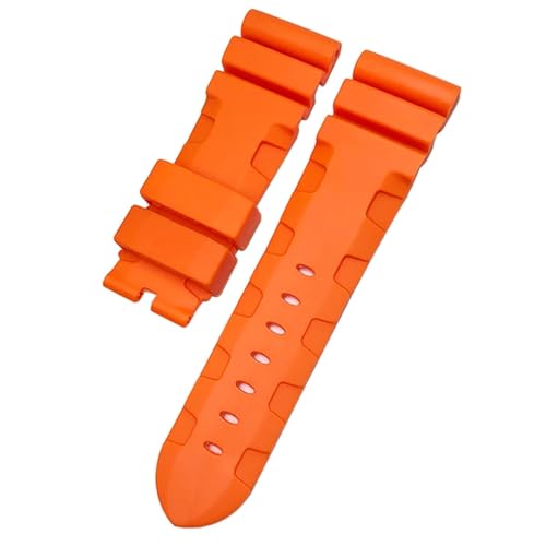 KLVN Uhrenarmband aus Naturgummi, 26 mm, 24 mm, passend für Panerai PAM, Silikon, rot-blau, Uhrenarmband, wasserdichte Armbänder, Werkzeuge (Farbe: Orange, Größe: 26 mm) von KLVN