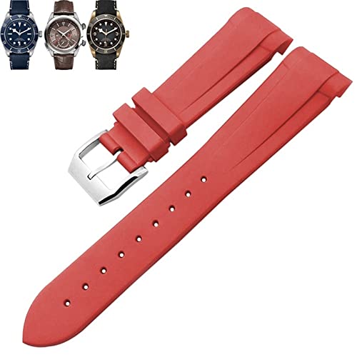 KLVN Uhrenarmband aus Naturkautschuk, 20 mm, 22 mm, speziell für Tudor Black Bay 1958, 39 mm, 41 mm, GMT Pelagos Pin/Faltschließe, Gummiband, 22 mm, Achat von KLVN