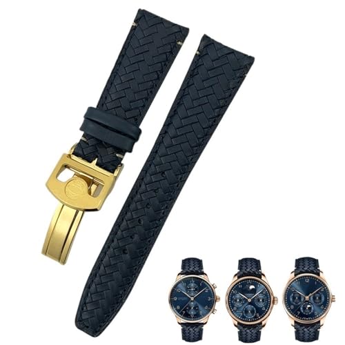 KLVN Uhrenarmband aus gewebtem Rindsleder, 22 mm, 20 mm, 21 mm, passend für IWC Portugieser Pilotenuhren Portofino IW5007, blaues weiches Lederarmband, 20 mm, Achat von KLVN