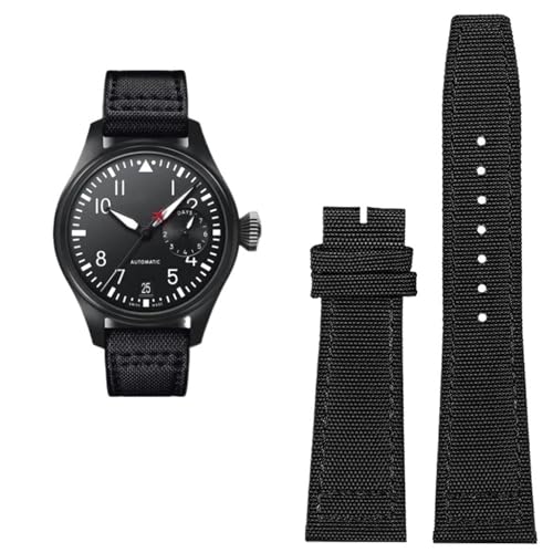 KLVN Uhrenarmband aus hochdichtem Nylon-Rindsleder, für IWC Pilot, Portugal, Stoff-Uhrenarmband, 20 mm, 21 mm, 22 mm, schwarz, armeegrün, blau, 22 mm, Achat von KLVN