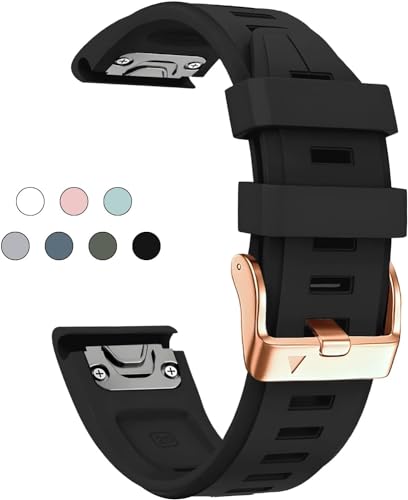 KLVN Uhrenarmband für Garmin Fenix 6S 5S 7S, 20 mm, Armband für Fenix 6s Pro 5s Plus, rotgoldene Schnalle, Silikon, schneller Ersatz, Einheitsgröße, Achat von KLVN