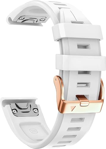 KLVN Uhrenarmband für Garmin Fenix 6S 5S 7S, 20 mm, Armband für Fenix 6s Pro 5s Plus, rotgoldene Schnalle, Silikon-Schnellwechsel-Handgelenkbänder (Farbe: 2023, Weiß, 13,5 cm - 20,8 cm) von KLVN