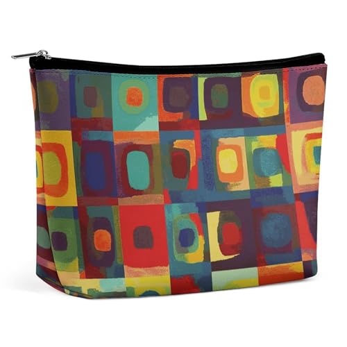 KLWQR Abstrakte Kunst-Quadrate, Make-up-Tasche für Geldbörse, wasserdichte Kosmetiktasche, Make-up-Tasche mit Reißverschluss, Reise-Kulturbeutel, Organizer für Damen, Stil, Einheitsgröße, Stil:, von KLWQR