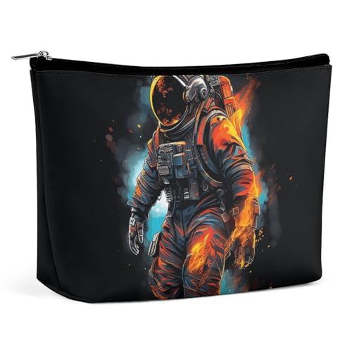 KLWQR Astronaut Fire Make-up-Tasche für Geldbörse, wasserdichte Kosmetiktasche, Make-up-Tasche mit Reißverschluss, Reise-Kulturbeutel, Organizer für Damen, Stil, Einheitsgröße, Stil:, Einheitsgröße von KLWQR