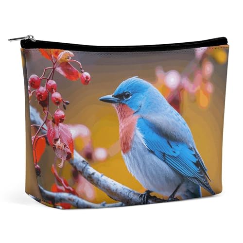 KLWQR Berries And Bluebird Make-up-Tasche für Geldbörse, wasserdichte Kosmetiktasche, Make-up-Tasche mit Reißverschluss, Reise-Kulturbeutel, Organizer für Damen, Stil, Einheitsgröße, Stil:, von KLWQR