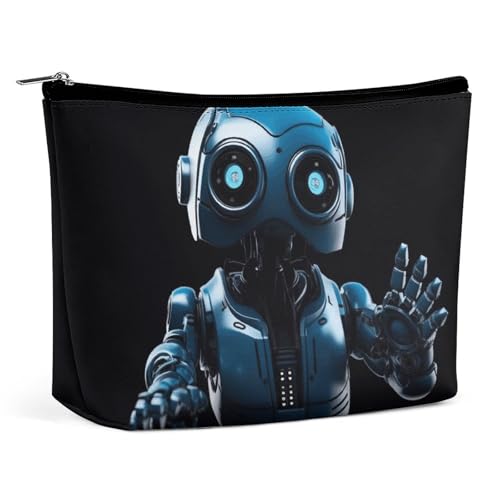 KLWQR Blaue Roboter-Make-up-Tasche für Geldbörse, wasserdichte Kosmetiktasche, Make-up-Tasche mit Reißverschluss, Reise-Kulturbeutel, Organizer für Damen, Stil, Einheitsgröße von KLWQR