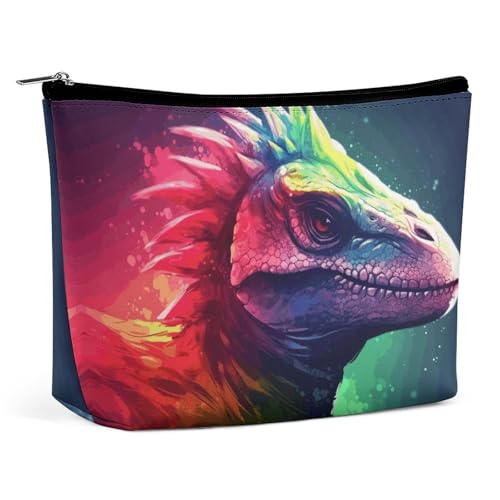 KLWQR Bunte Dinosaurier-Make-up-Tasche für Geldbörse, wasserdichte Kosmetiktasche, Make-up-Tasche mit Reißverschluss, Reise-Kulturbeutel, Organizer für Damen, Stil, Einheitsgröße, Stil:, Einheitsgröße von KLWQR