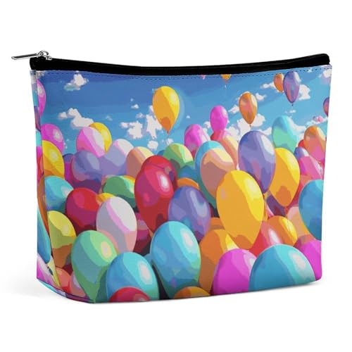 KLWQR Bunte Luftballon-Make-up-Tasche für Geldbörse, wasserdichte Kosmetiktasche, Make-up-Tasche mit Reißverschluss, Reise-Kulturbeutel, Organizer für Damen, Stil, Einheitsgröße, Stil:, Einheitsgröße von KLWQR