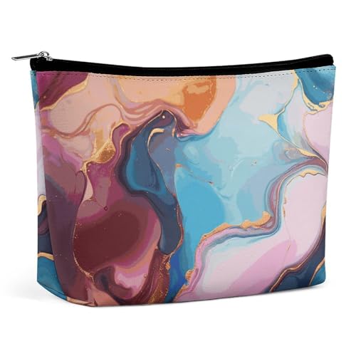 KLWQR Bunte Marmor-Make-up-Tasche für Geldbörse, wasserdichte Kosmetiktasche, Make-up-Tasche mit Reißverschluss, Reise-Kulturbeutel, Organizer für Damen, Stil, Einheitsgröße, Stil:, Einheitsgröße von KLWQR