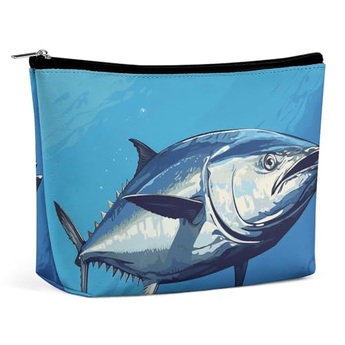 KLWQR Bunte Thunfisch-Make-up-Tasche für Geldbörse, wasserdichte Kosmetiktasche, Make-up-Tasche mit Reißverschluss, Reise-Kulturbeutel, Organizer für Damen, Stil, Einheitsgröße, Stil:, Einheitsgröße von KLWQR