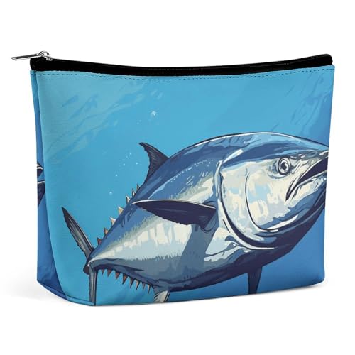 KLWQR Bunte Thunfisch-Make-up-Tasche für Geldbörse, wasserdichte Kosmetiktasche, Make-up-Tasche mit Reißverschluss, Reise-Kulturbeutel, Organizer für Damen, Stil, Einheitsgröße von KLWQR