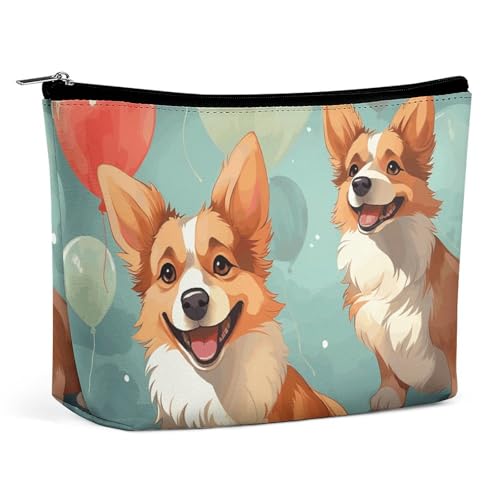 KLWQR Cartoon-Corgi-Make-up-Tasche für Geldbörse, wasserdichte Kosmetiktasche, Make-up-Tasche mit Reißverschluss, Reise-Kulturbeutel, Organizer für Damen, Stil, Einheitsgröße, Stil:, Einheitsgröße von KLWQR