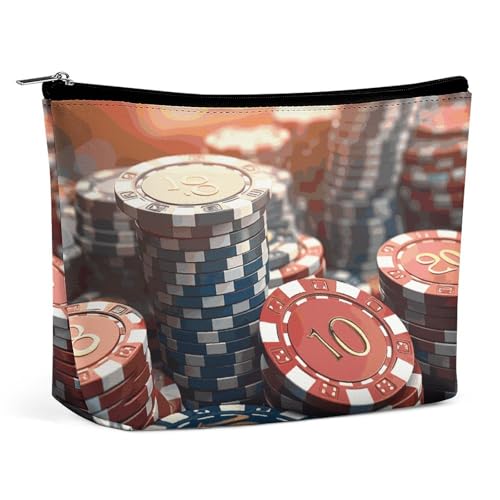 KLWQR Casino Chips Make-up-Tasche für Geldbörse, wasserdichte Kosmetiktasche, Make-up-Tasche mit Reißverschluss, Reise-Kulturbeutel, Organizer für Damen, Stil, Einheitsgröße, Stil:, Einheitsgröße von KLWQR